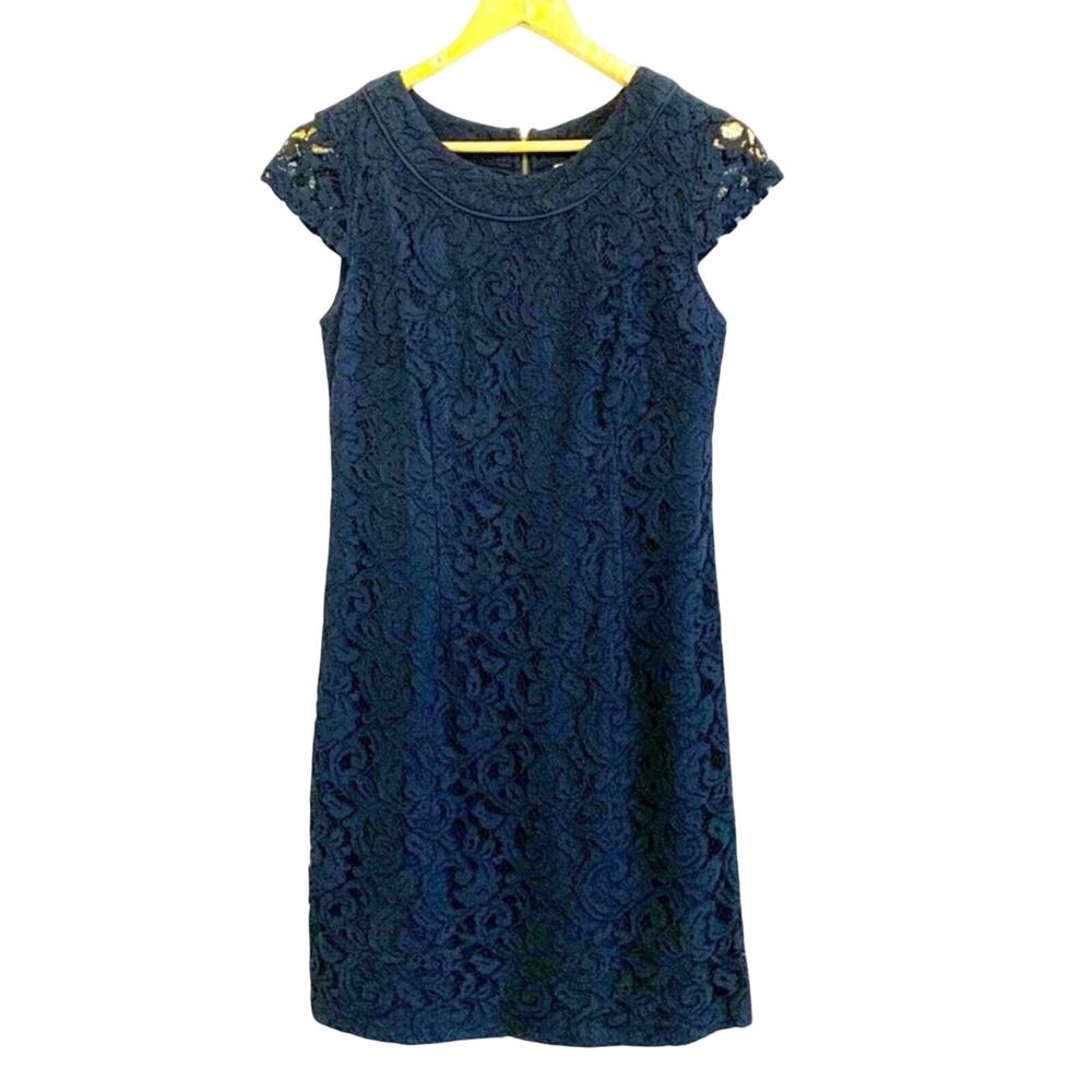 Halogen Black Short Sleeve Lace Cocktail Mini Dress